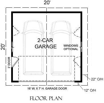 Compact 2 Car Garage Plan 400 0 20 X, 20 X Garage Plans Free