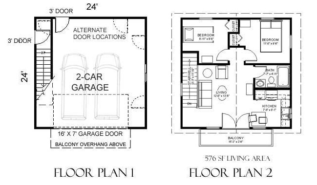 Car Apartment Garage Plan 1107 1bapt, Two Story Garage With Apartment Plans