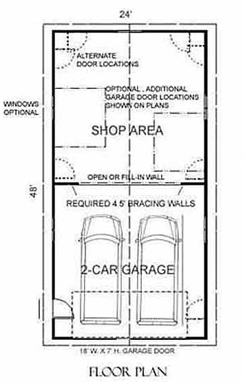Car Garage Plan Story 1152-3 - 24' x 48' By Behm