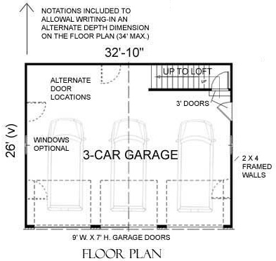 Designer Loft Garage Plans 1208 1b 32, 3 Car Garage With Loft Floor Plans