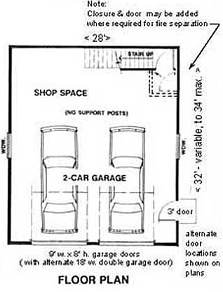 Over Sized 2 Car Steep Roof Attic Truss Garage Plan 1476 3 28 X 32