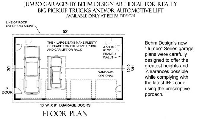 1560 J1 52 X 30 Behm Design, 30×30 Garage Plans