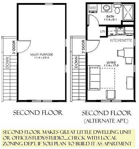 1 Car 2 Story Garage Apartment Plan 588, Garage With Apartment Above Plans