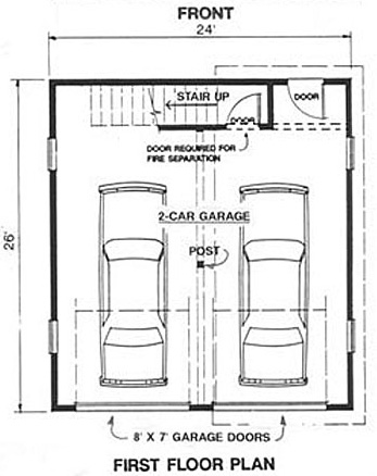 24 x 26 Blueprints 2 Car Garage Architectural Plans Double Car