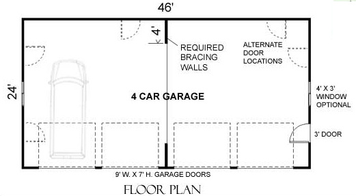 4 Car Economy Garage Plan By Behm E1104, 4 Car Garage Plans Free